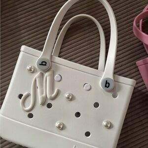 BOGG BAG White Mini Bag with Pearl Details